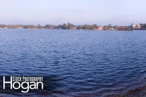 Lake Lenape cove sunset panorama